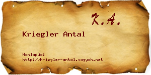 Kriegler Antal névjegykártya